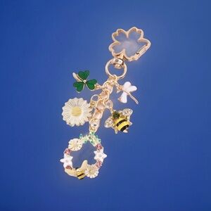 Floral Bee and Shamrock Bag Charm